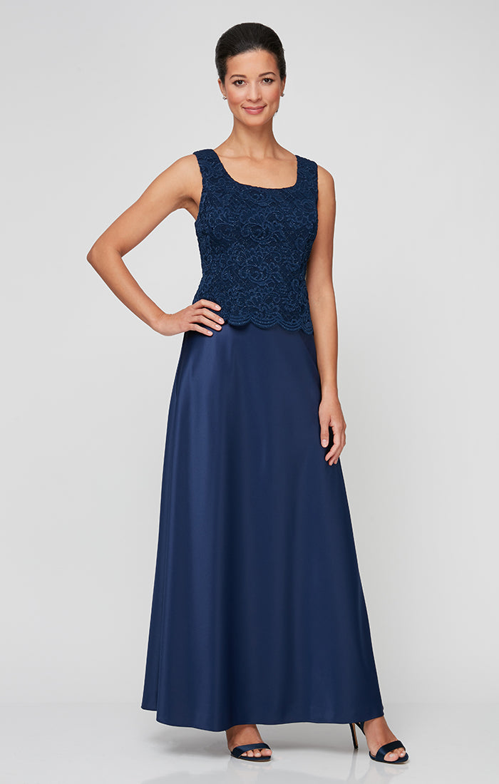 Bethany Glitter & Lace Scoop-Neck Jacket Dress