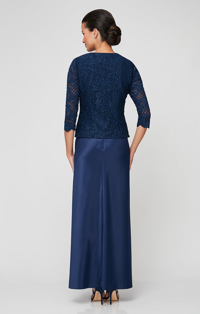 Bethany Glitter & Lace Scoop-Neck Jacket Dress
