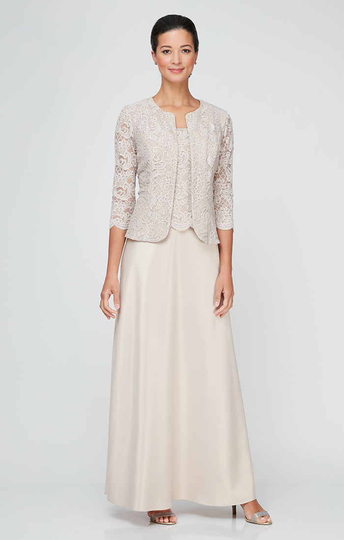 Bethany Glitter & Lace Scoop-Neck Jacket Dress