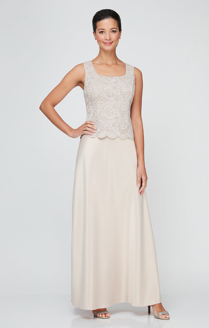 Bethany Glitter & Lace Scoop-Neck Jacket Dress