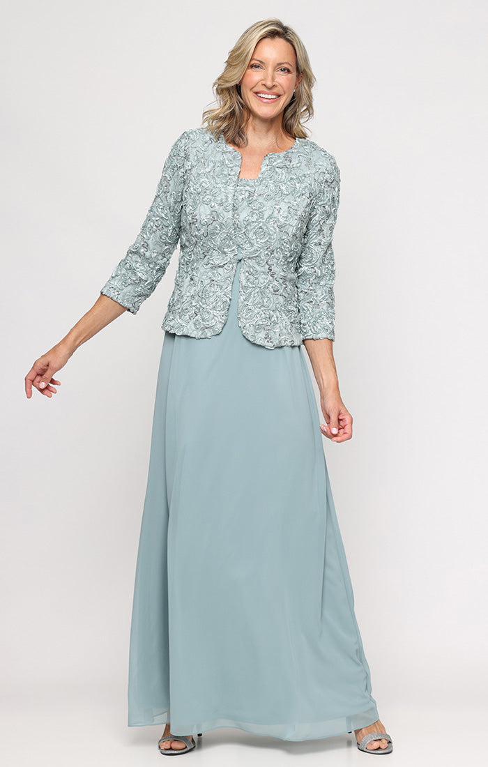 Soutache & Lace Empire-Waist Gown