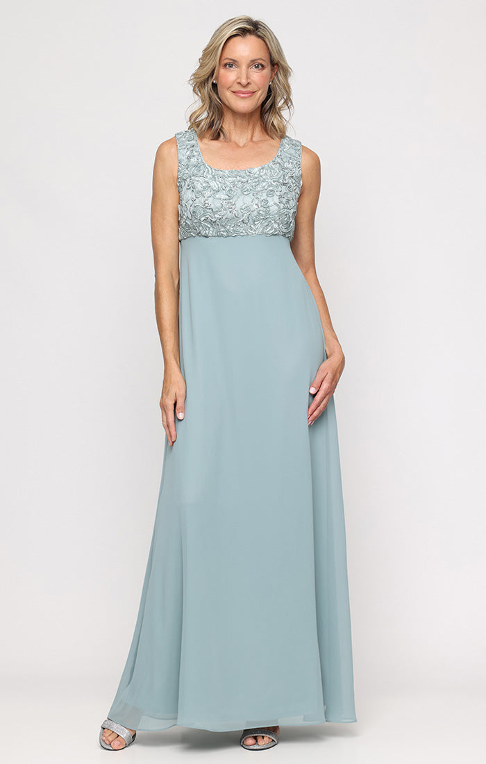 Soutache & Lace Empire-Waist Gown