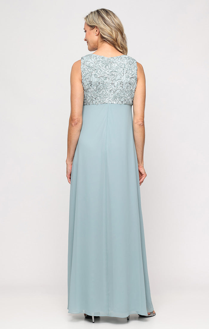 Soutache & Lace Empire-Waist Gown