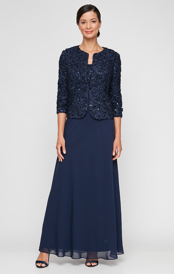 Soutache & Lace Empire-Waist Gown