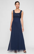 Soutache & Lace Empire-Waist Gown