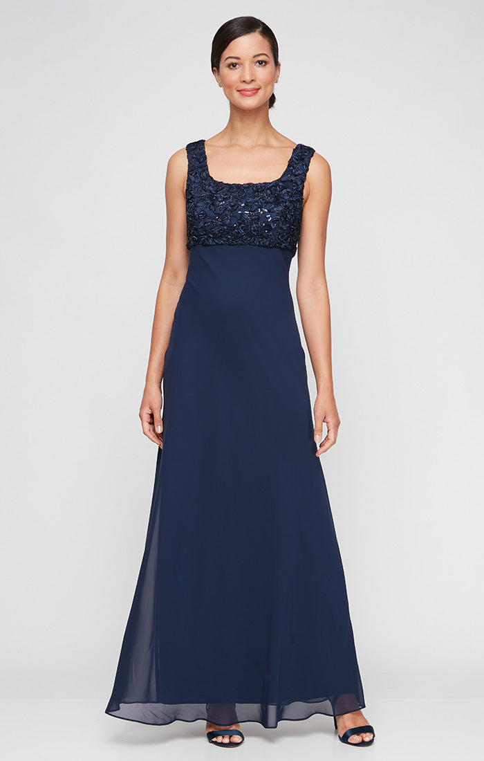 Soutache & Lace Empire-Waist Gown