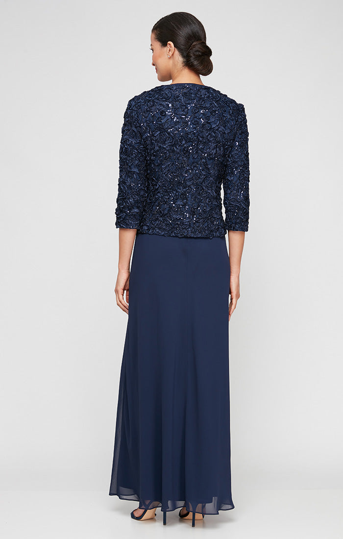 Soutache & Lace Empire-Waist Gown