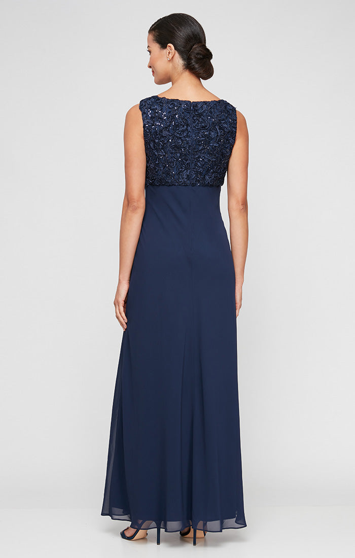 Soutache & Lace Empire-Waist Gown