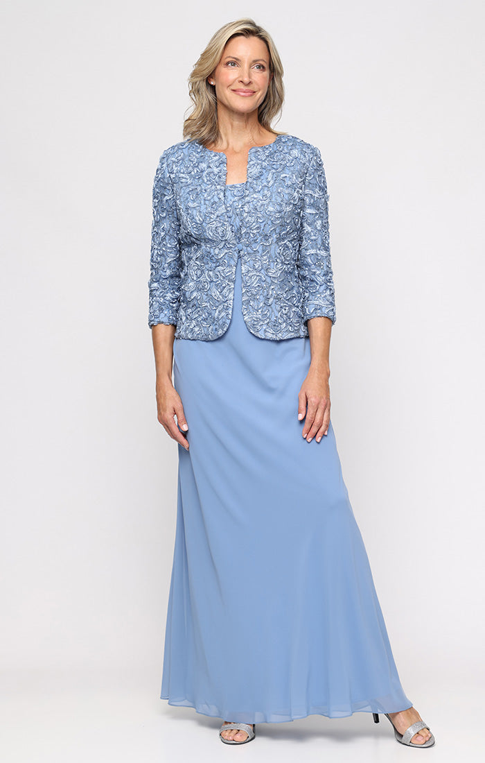 Soutache & Lace Empire-Waist Gown