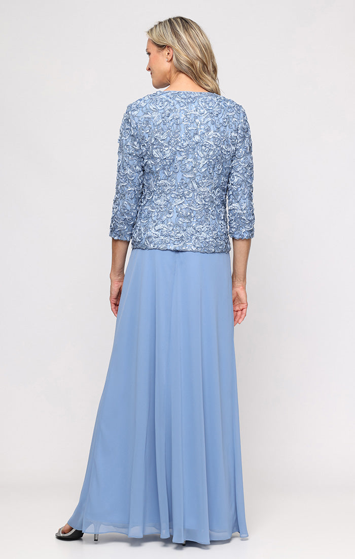 Soutache & Lace Empire-Waist Gown