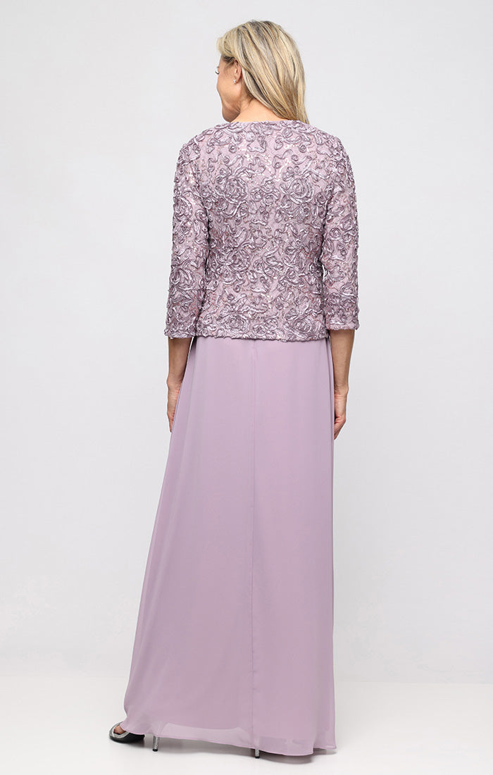 Soutache & Lace Empire-Waist Gown