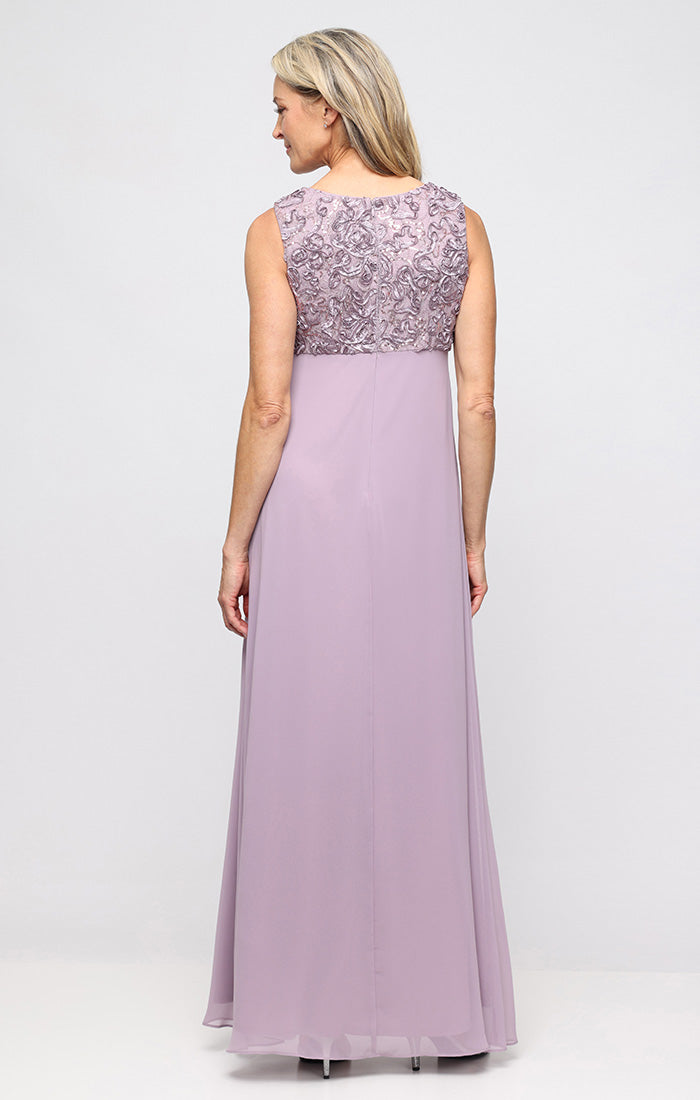 Soutache & Lace Empire-Waist Gown