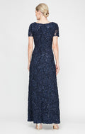 Tiffany Soutache Sequin Lace Illusion-Neckline A-Line Gown