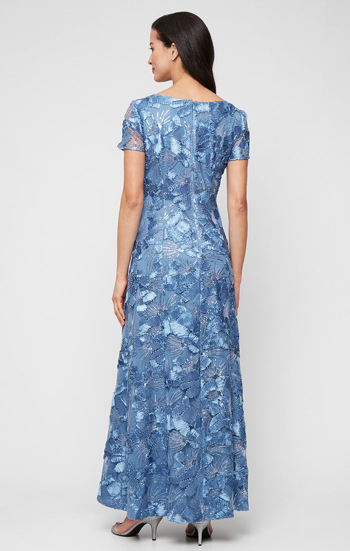 Soutache Illusion-Neckline A-Line Gown