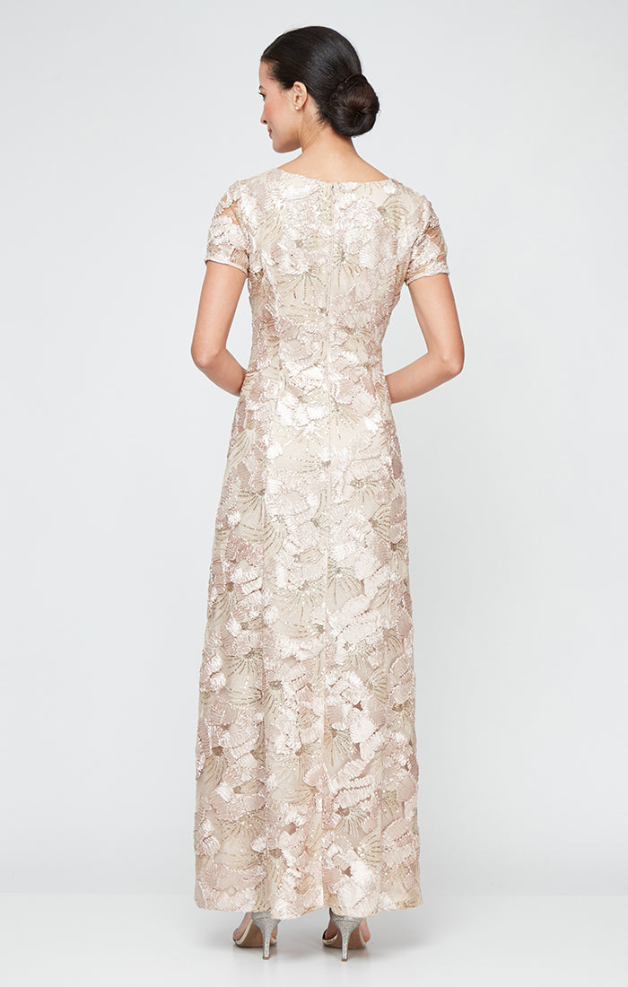 Soutache Illusion-Neckline A-Line Gown