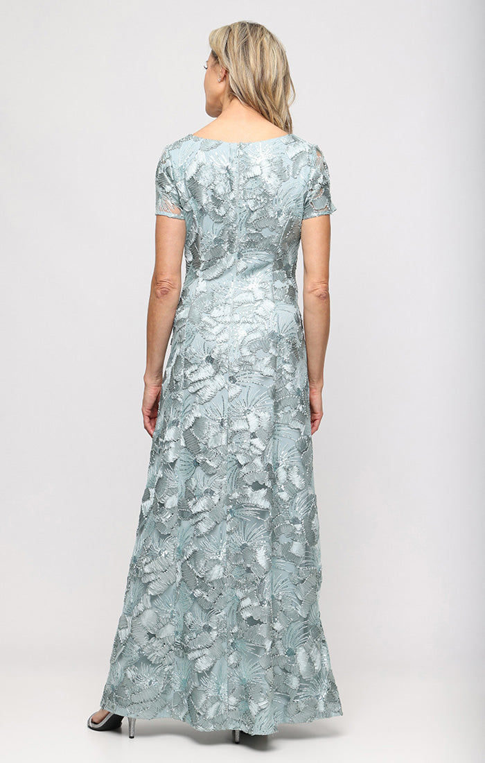 Soutache Illusion-Neckline A-Line Gown