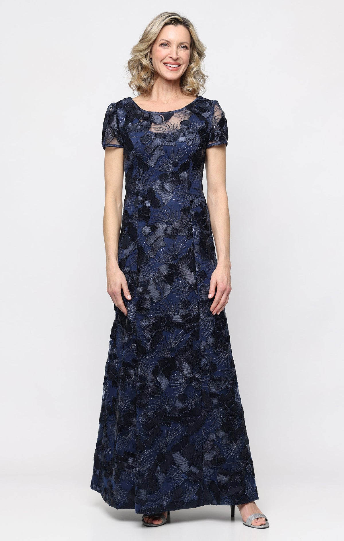 Soutache Illusion-Neckline A-Line Gown