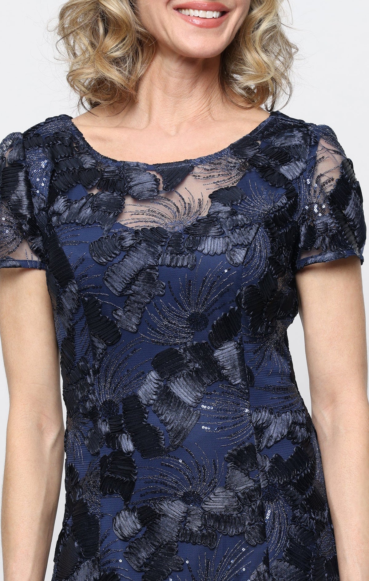 Soutache Illusion-Neckline A-Line Gown