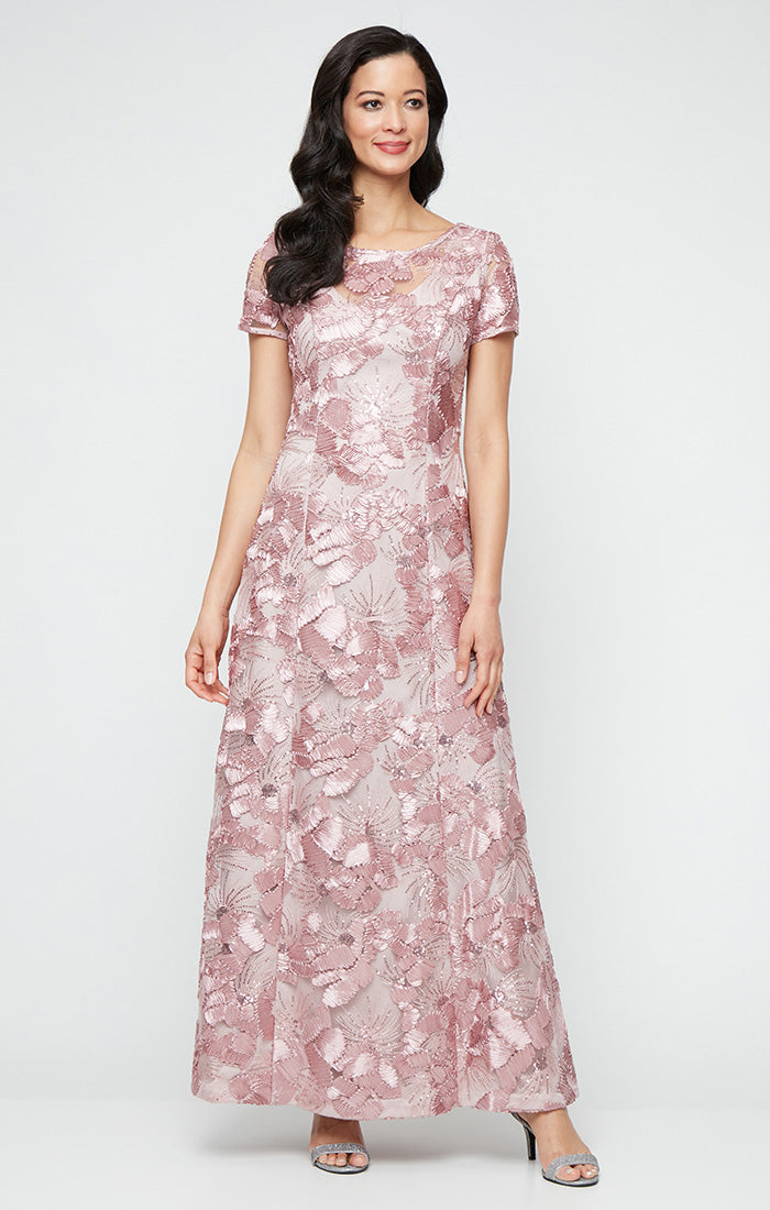 Soutache Illusion-Neckline A-Line Gown