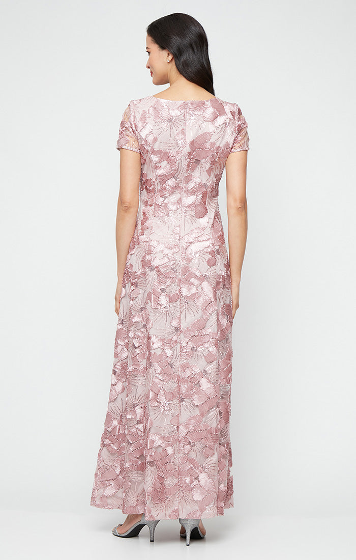 Soutache Illusion-Neckline A-Line Gown