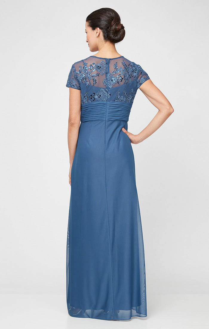 Paula Embroidered Tulle Surplice-Neckline A-Line Gown