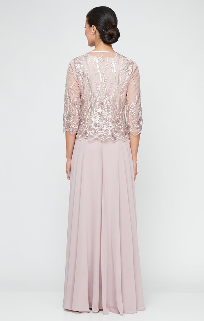 Sequin Embroidered & Chiffon Jacket Dress