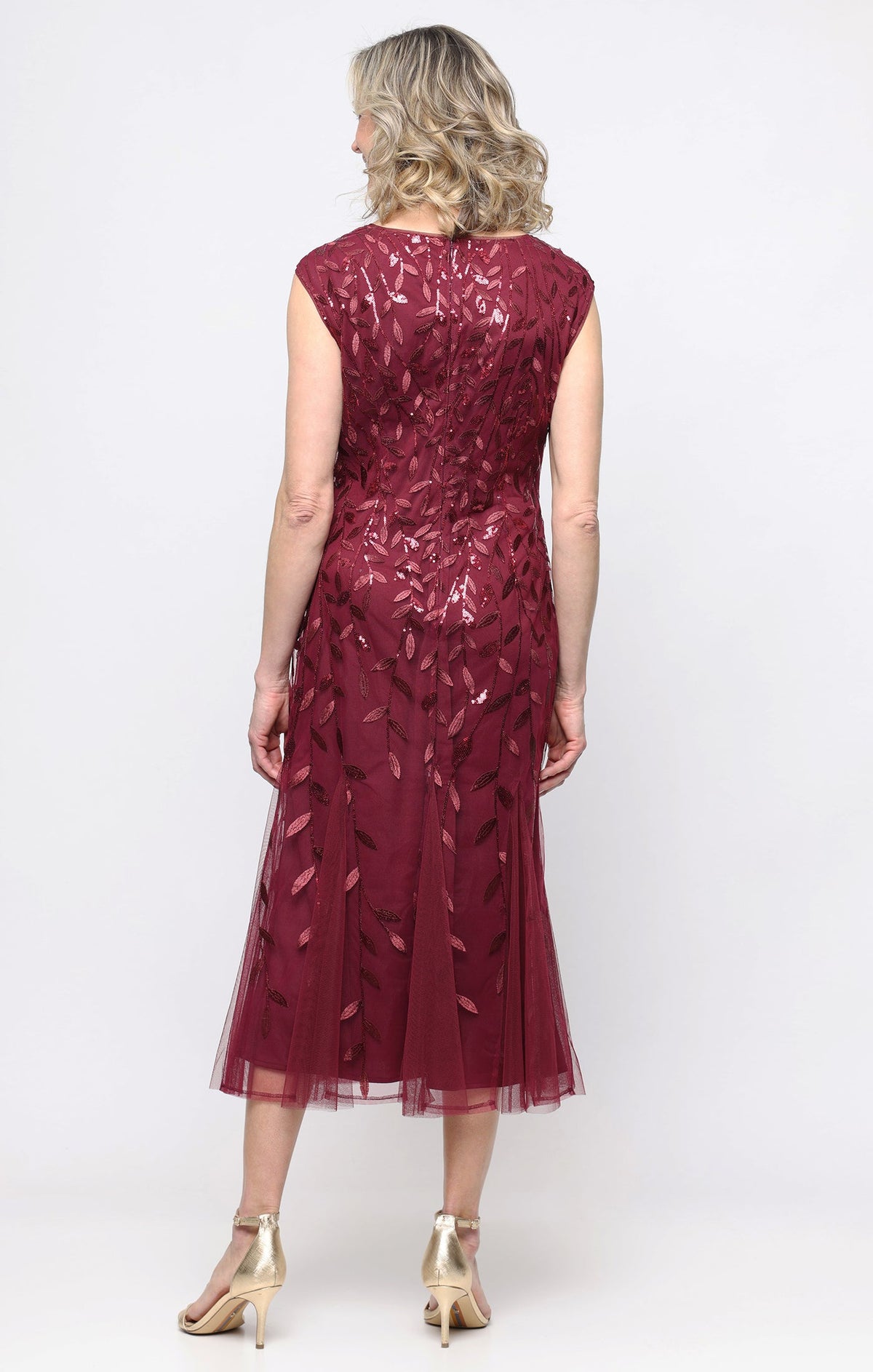 Embroidered Tulle Illusion-Neckline A-Line Dress