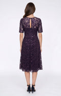 Midi Embroidered Tulle Dress with A-Line Skirt