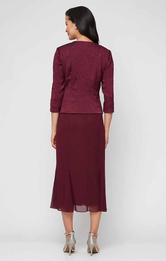 Regular - Tea Length Textured Jacquard Jacket Dress