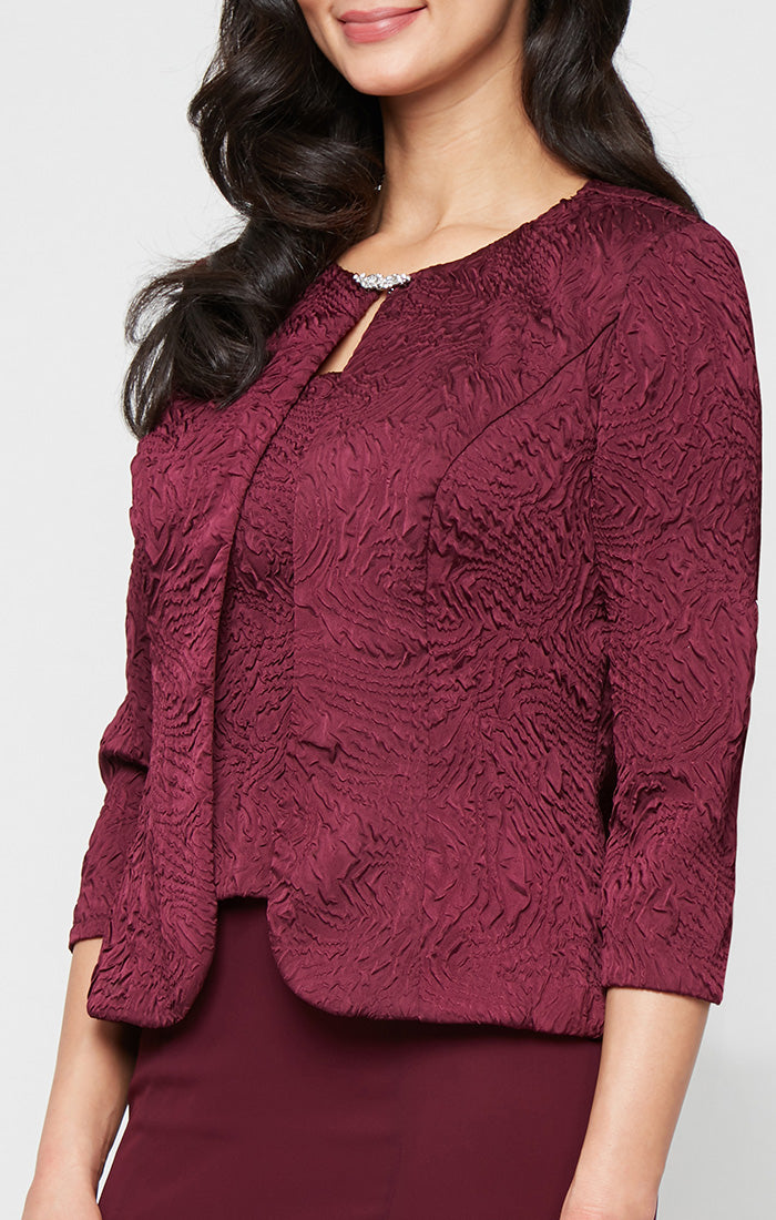Regular - Tea Length Textured Jacquard Jacket Dress
