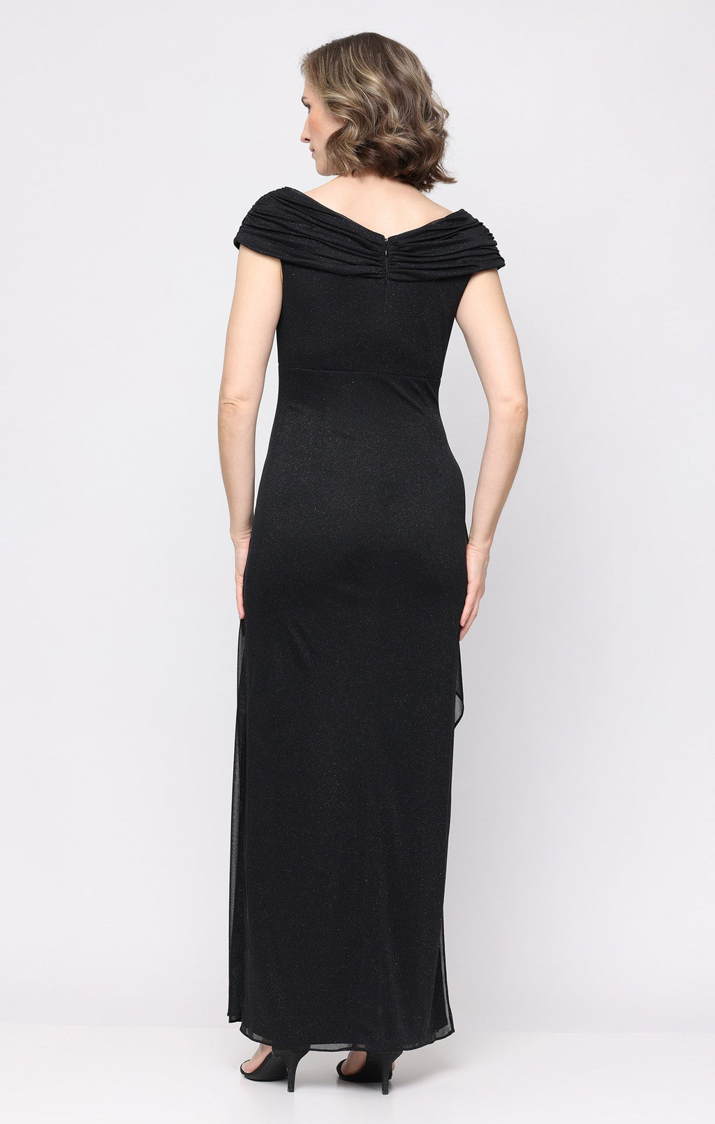 Plus Jessica Glitter Mesh Cascade Gown