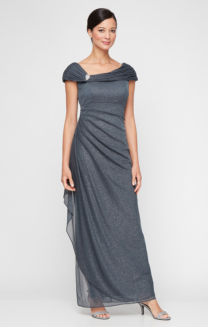 Jessica Glitter Mesh Cascade Gown