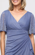 Gracie Glitter Mesh Surplice-Neckline Gown
