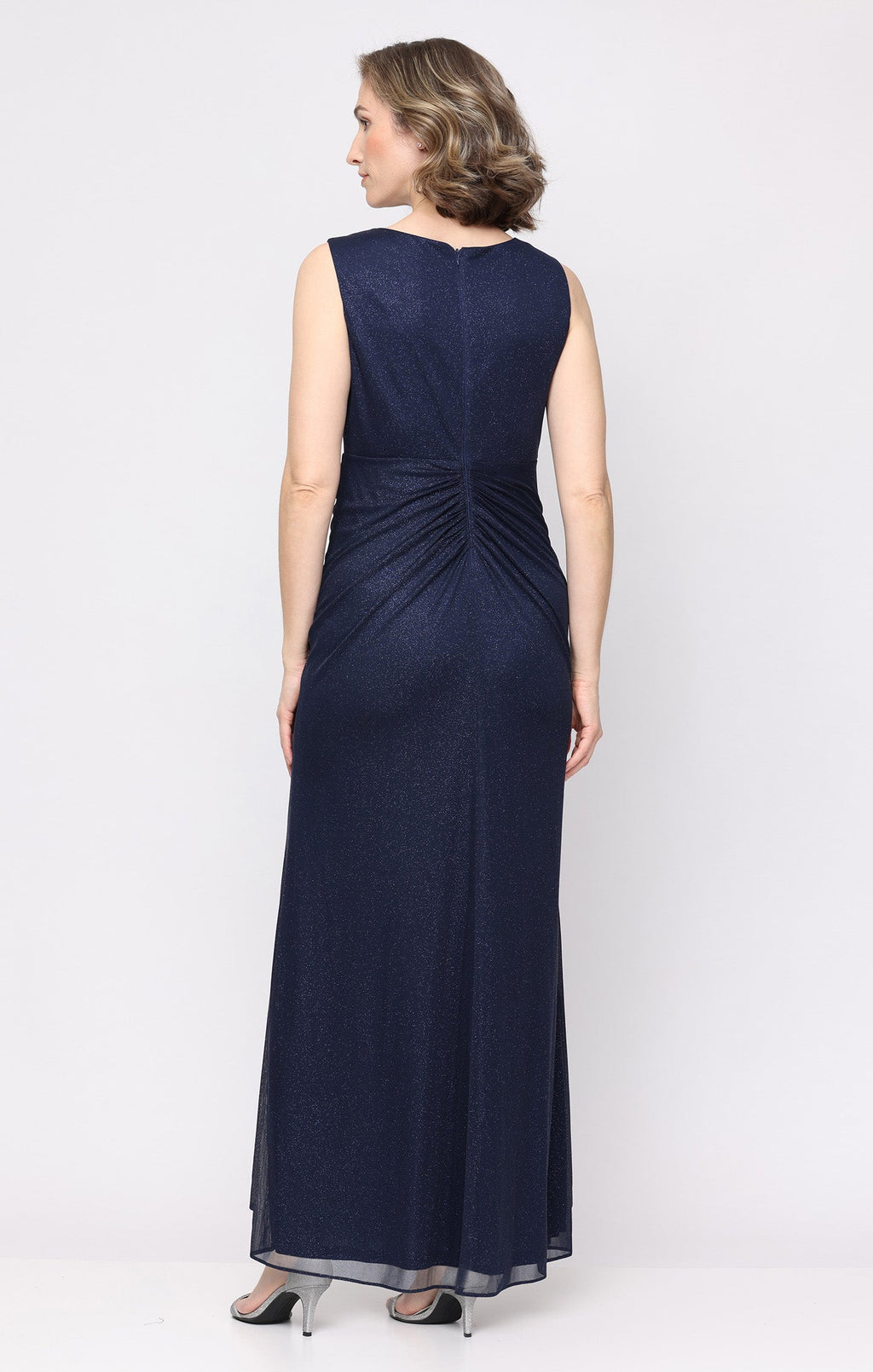 Plus Glitter Mesh Surplice-Neckline Gown