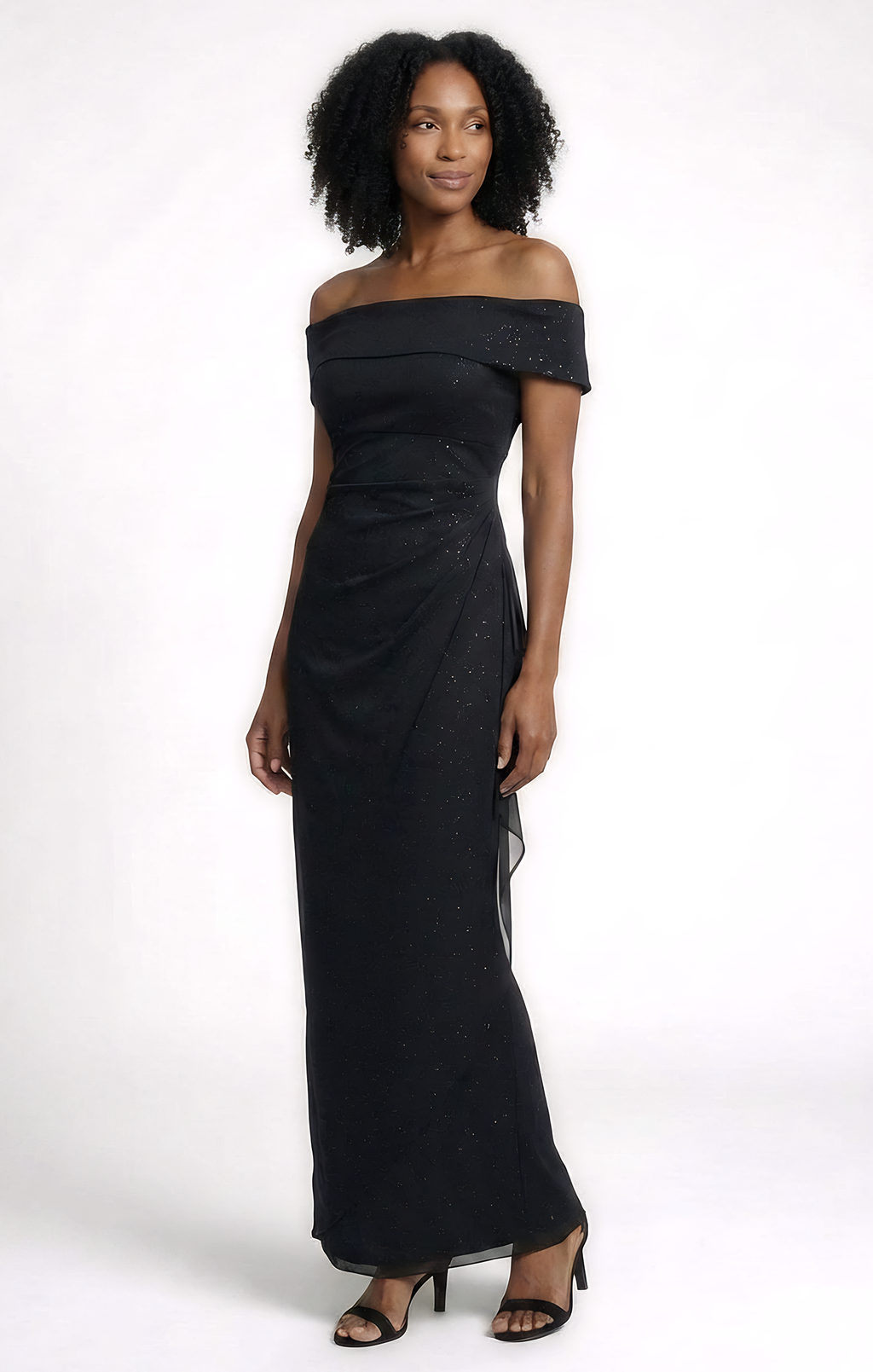Nadine Glitter Mesh Off the Shoulder Dress