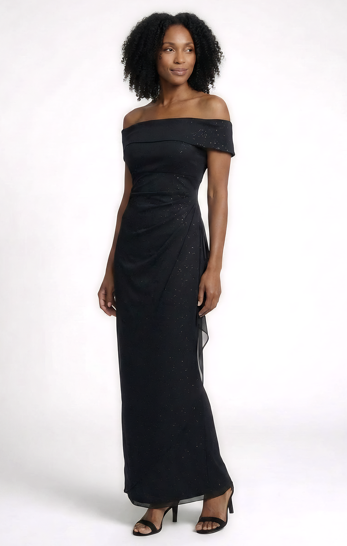 Nadine Glitter Mesh Off the Shoulder Dress