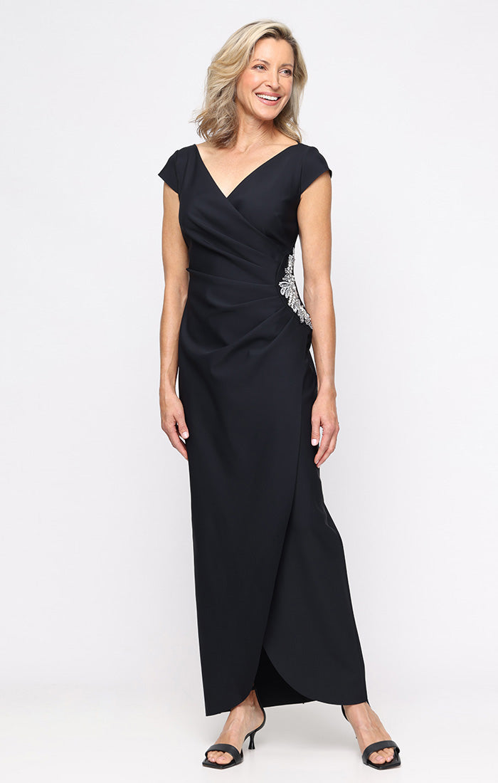 Lace Surplice-Neckline Gown