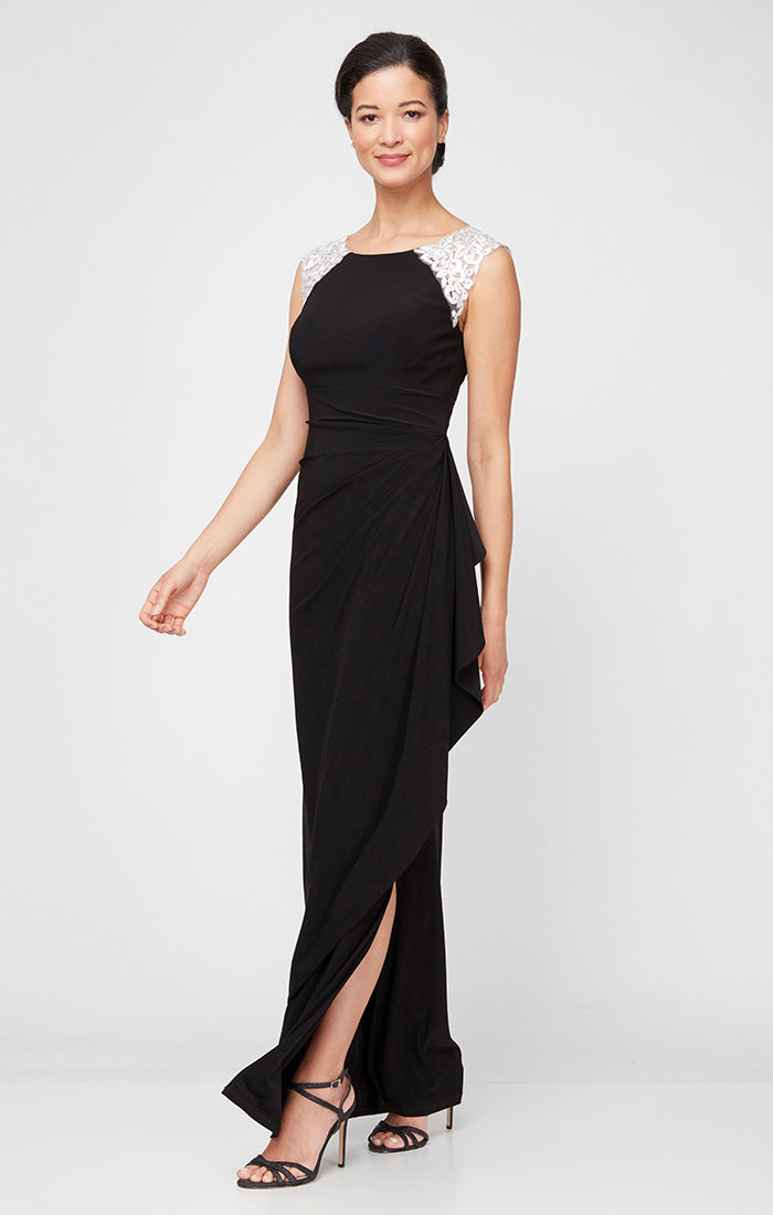 Rayna Matte Jersey Embroidered A-Line Gown