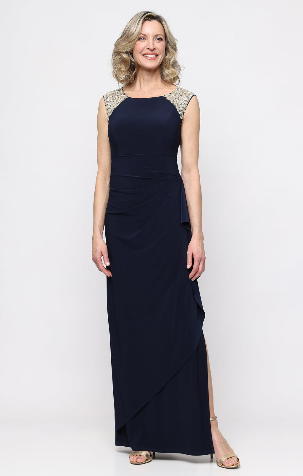 Rayna Matte Jersey Embroidered A-Line Gown