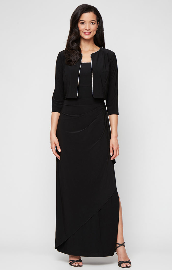 Matte Jersey Scoop-Neck Jacket Dress
