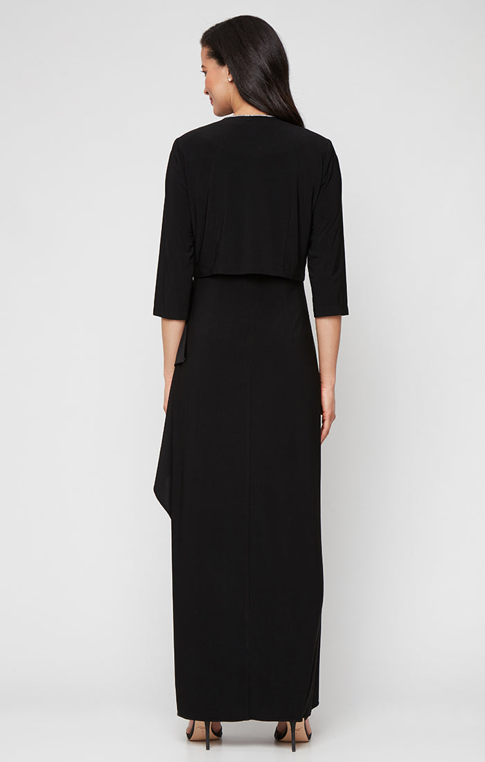 Matte Jersey Scoop-Neck Jacket Dress
