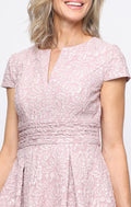 Paulina Embossed Crepe V-Neck A-Line Dress
