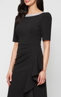Ashley Stretch Crepe Boatneck A-Line Gown