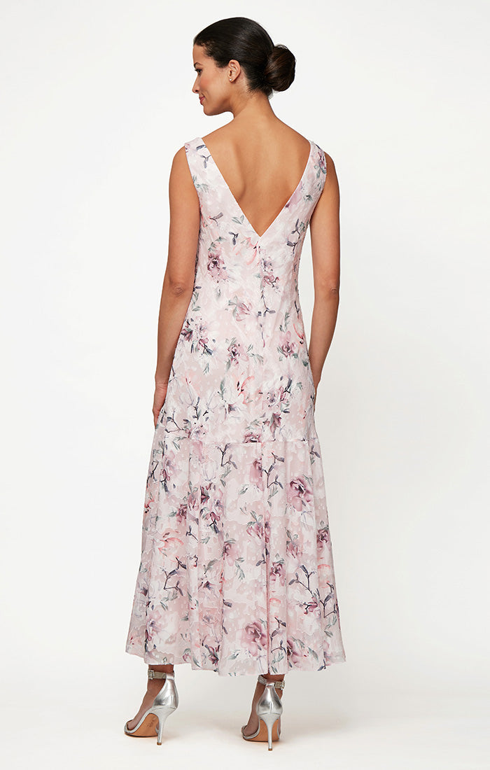 Regular - Printed Chiffon Cowl-Neck High/Low Dress