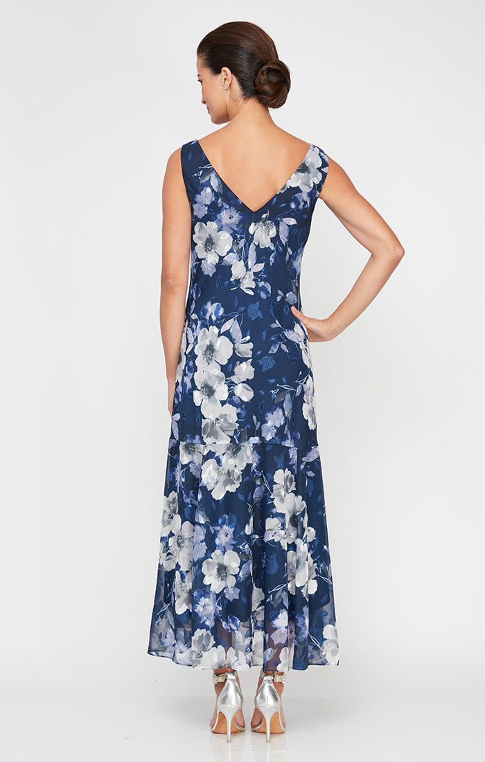 Emma Printed Cowl-Neck A-Line Dress