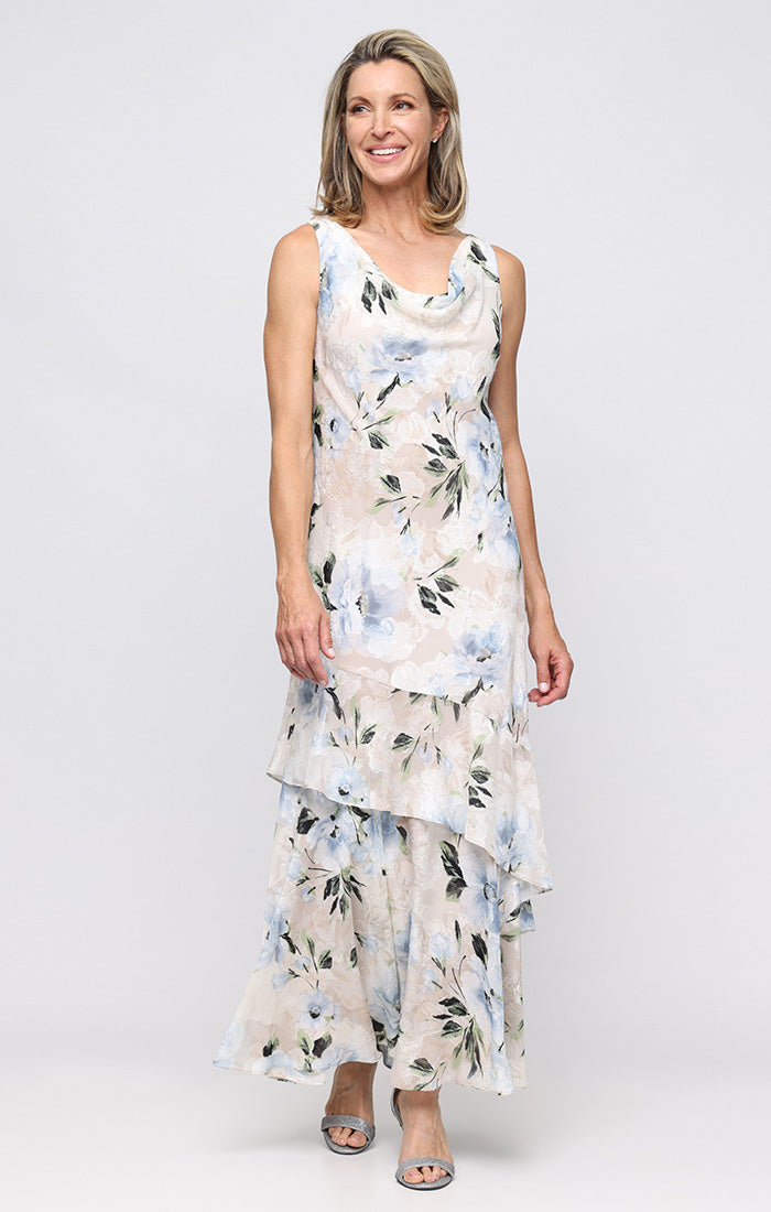 Chiffon Cowl-Neck Gown