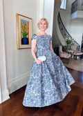 Melanie Printed Jacquard Off-The-Shoulder Ball Gown