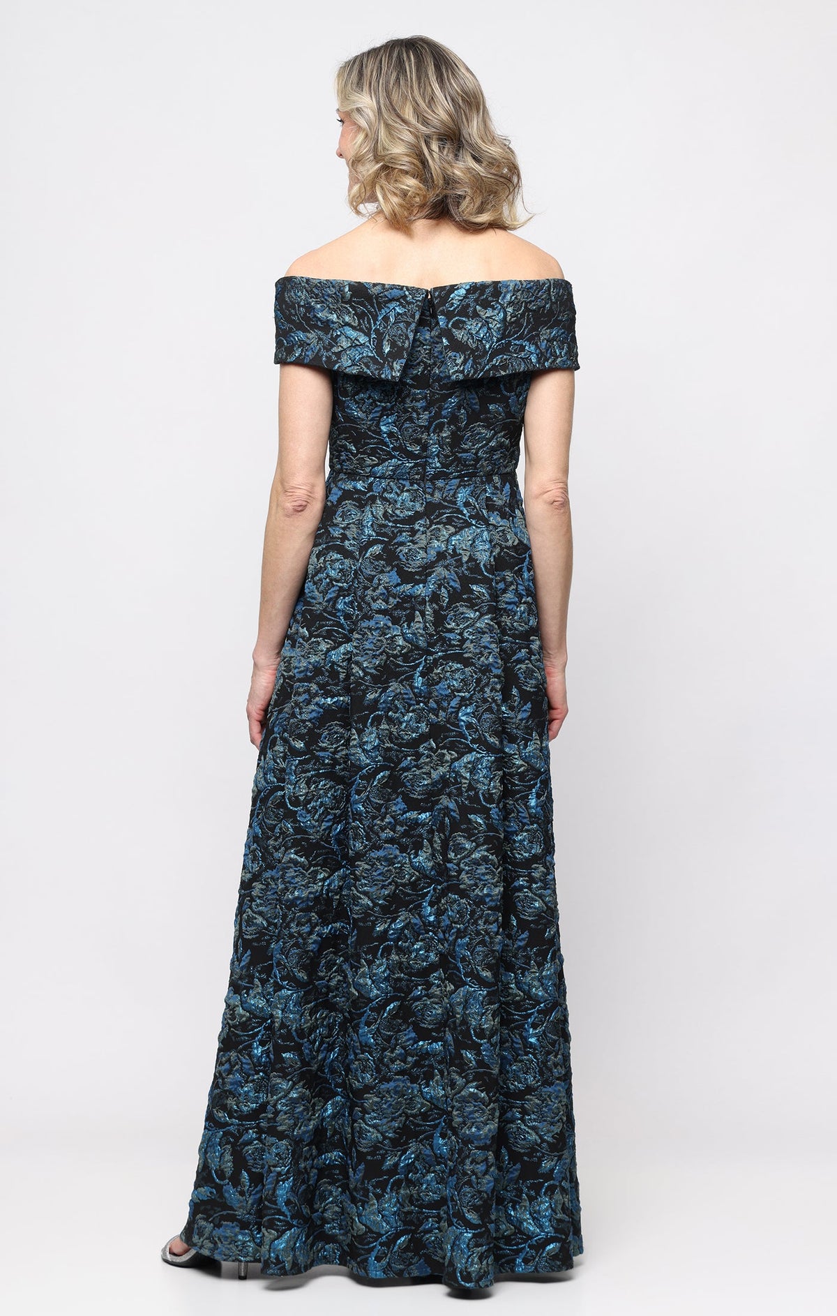 *Long Off the Shoulder Printed Ballgown