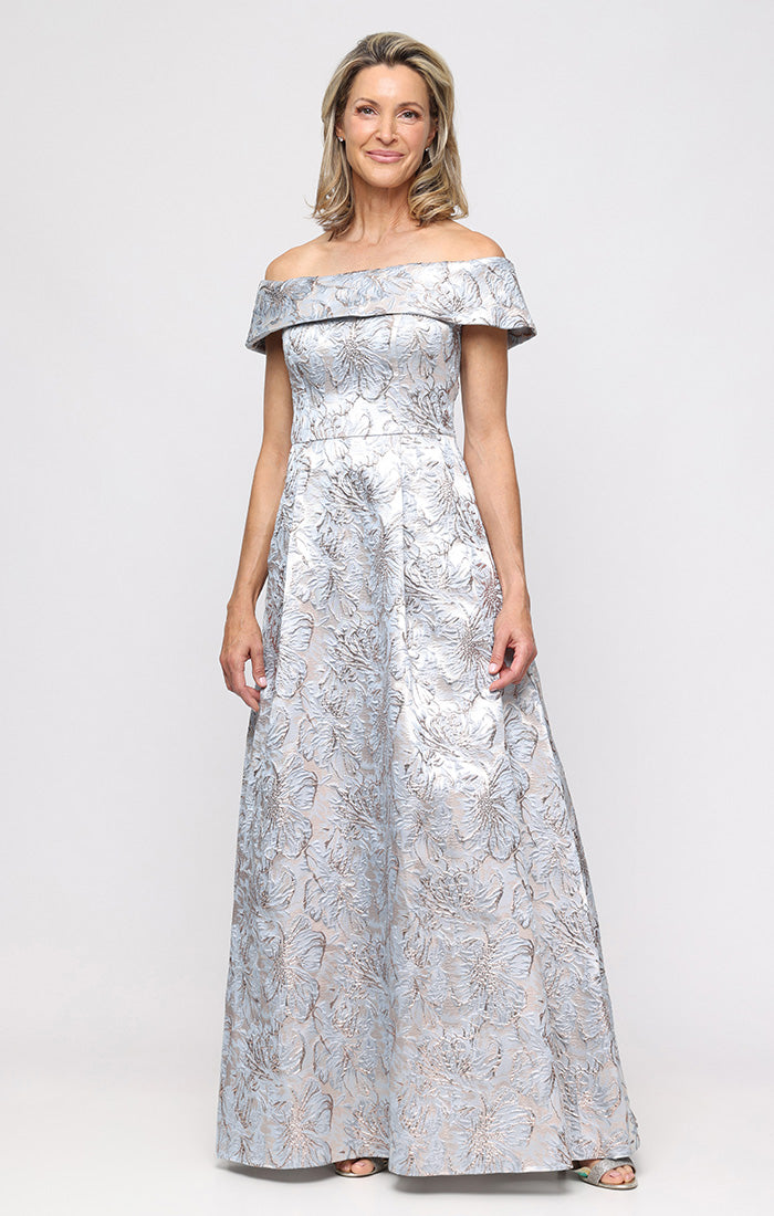 Jacquard Off-The-Shoulder Ball Gown