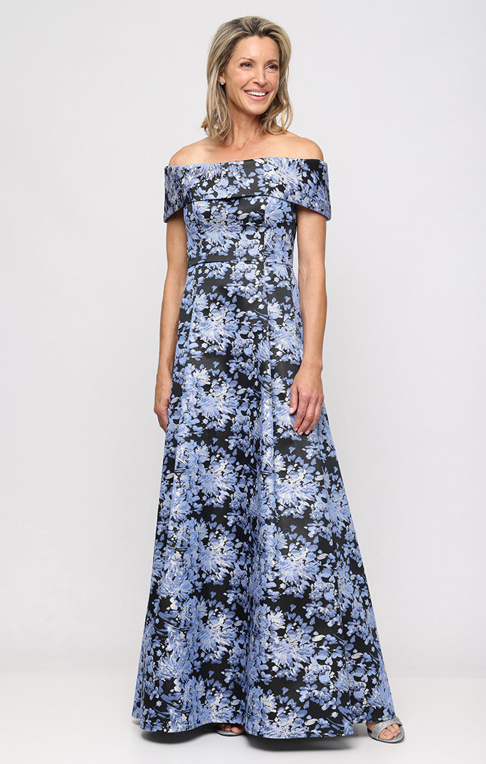 Jacquard Off-The-Shoulder Ball Gown